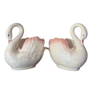 Vintage set Opal Iridescent Swans Coquette Birds Cottagecore Girly